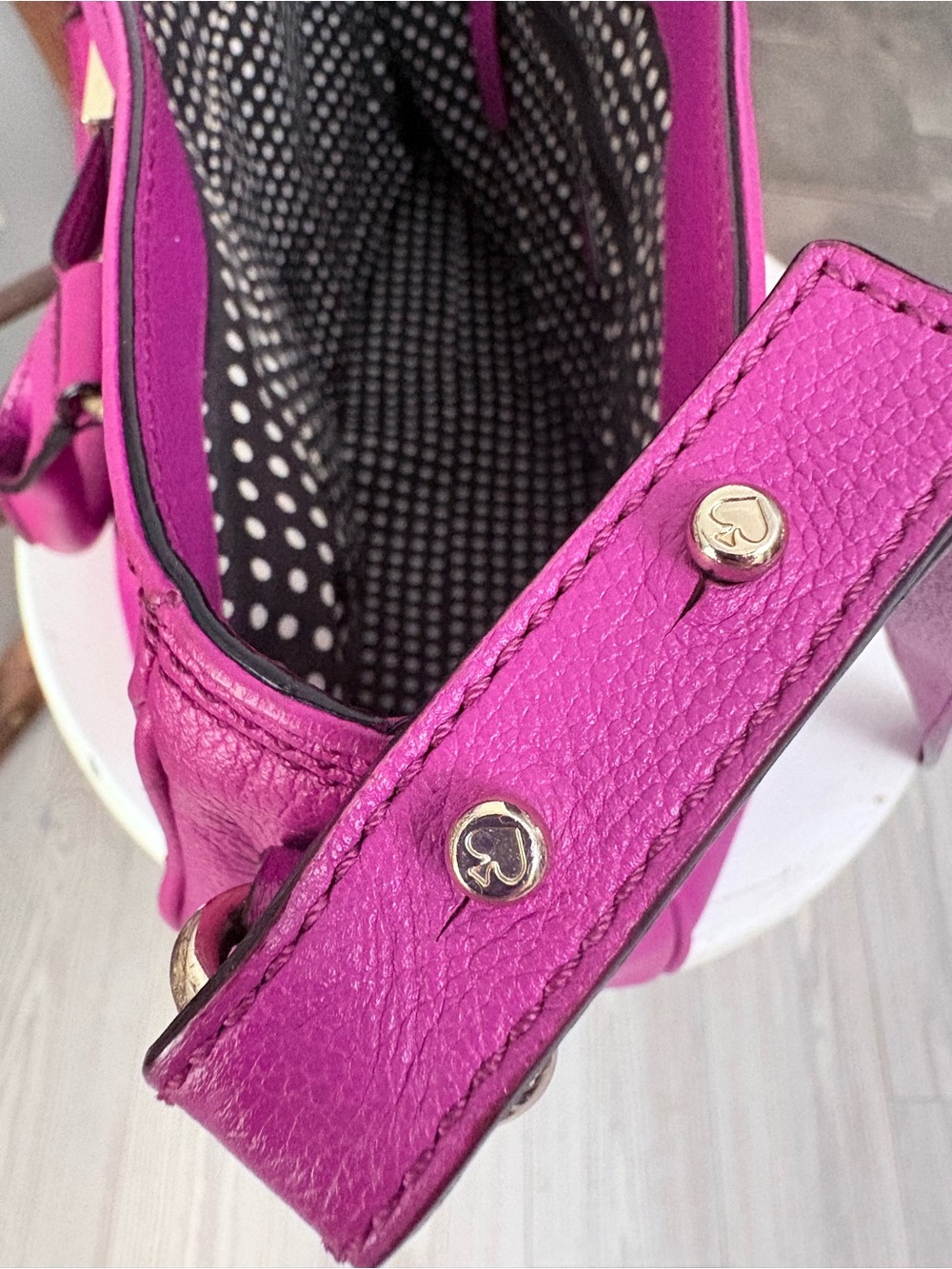 KATE SPADE ♠️ Vibrant Magenta Leather Satchel: see callouts - Picture 8 of 14